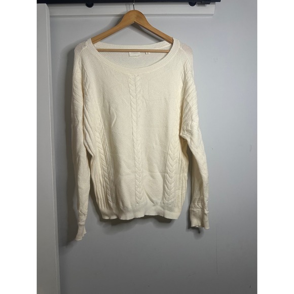 Cyrus Cream Knit Sweater Women's Size L Long Sleeve Cable Knit Pullover - Picture 5 of 7